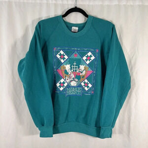 Vintage Gopher Sport Sweater Women's Large Blue Teal Crew Neck Cotton Blend Pull